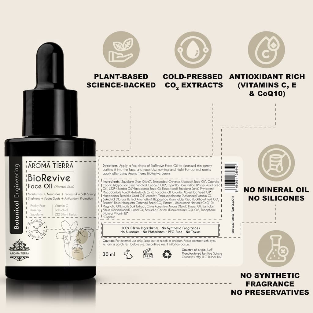 BioRevive Face Oil for Normal &amp; Combination Skin | Aroma Tierra