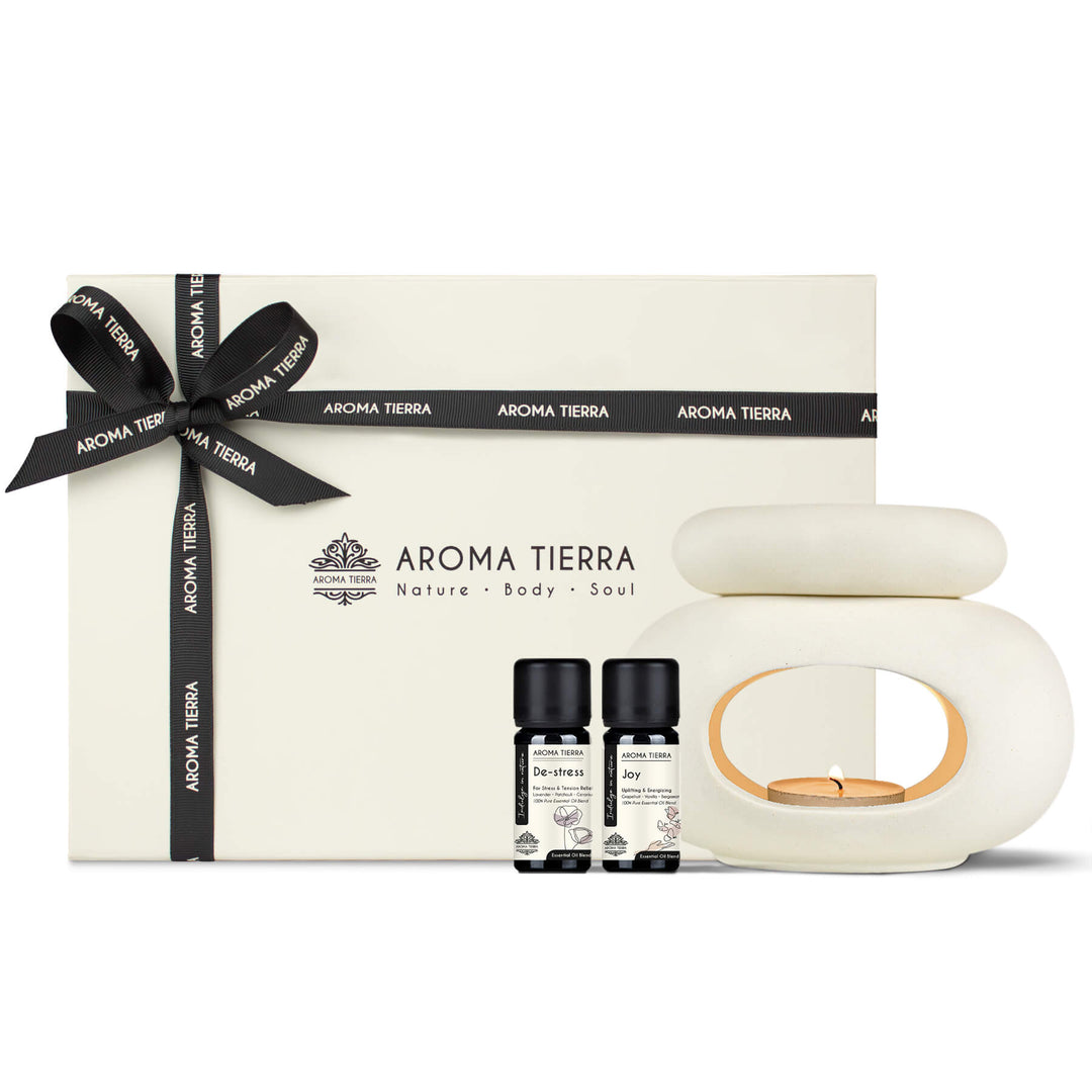 Lona Gift Set - Ceramic Burner (Diffuser) with Essential Oils - Aroma Tierra