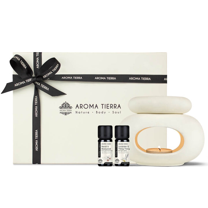 Lona Gift Set - Ceramic Burner (Diffuser) with Essential Oils - Aroma Tierra