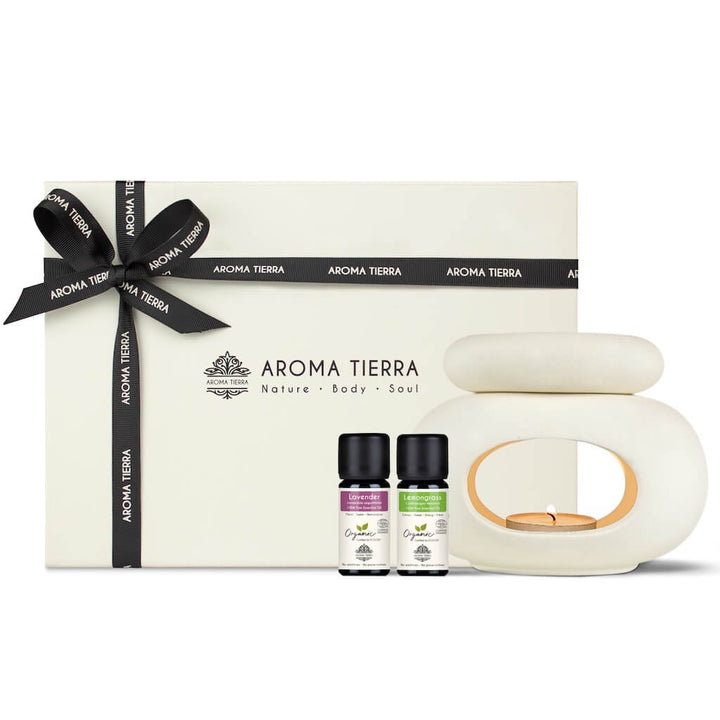 Lona Gift Set - Ceramic Burner (Diffuser) with Essential Oils - Aroma Tierra
