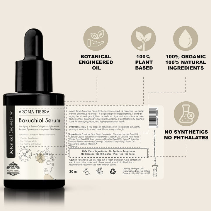 Bakuchiol Face Serum (Retinol Alternative) 30ml – Anti Aging &amp; Acne Care