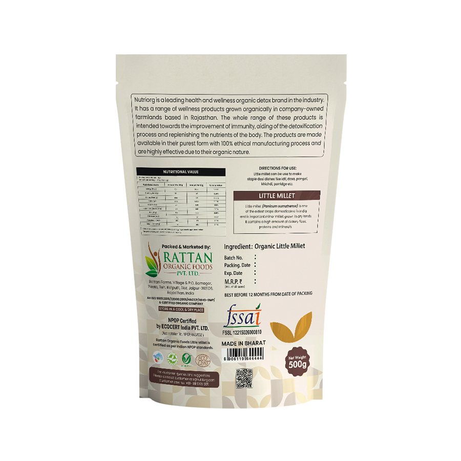 Nutriorg Organic Little Millet 500g