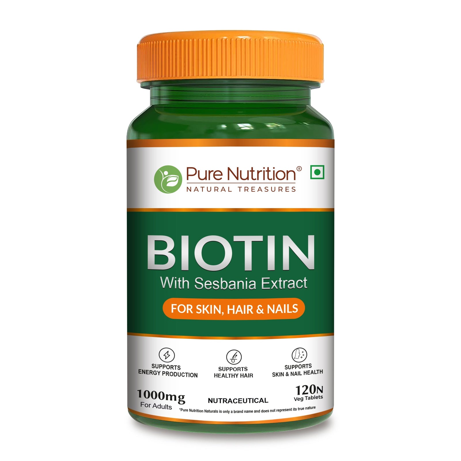 Pure Nutrition biotin tablets with amla moringa bamboo for hair skin and nails support