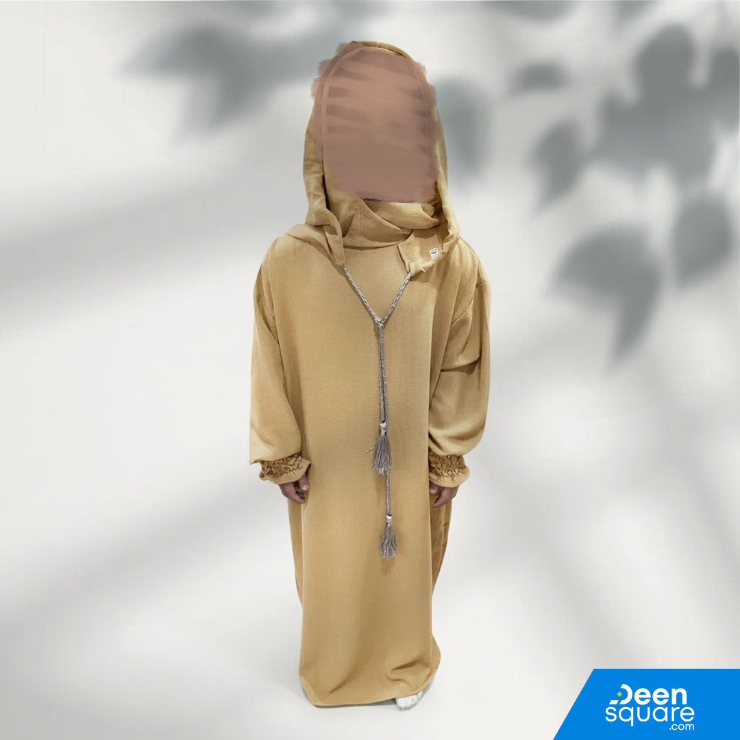 Buy kids prayer dress with hoodie size 54. Comfortable, modest crepe salah wear for girls. Ideal for daily prayer and madrasa.