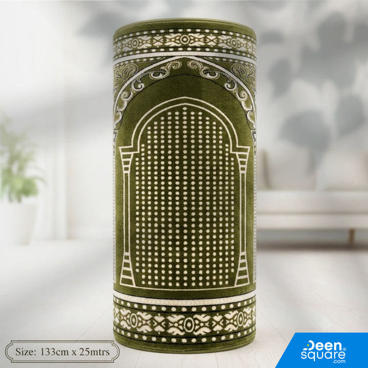 Buy premium green mosque carpet roll 133x25m at DeenSquare.com. Fast shipping in Dubai and delivery across UAE from DeenSquare.com.