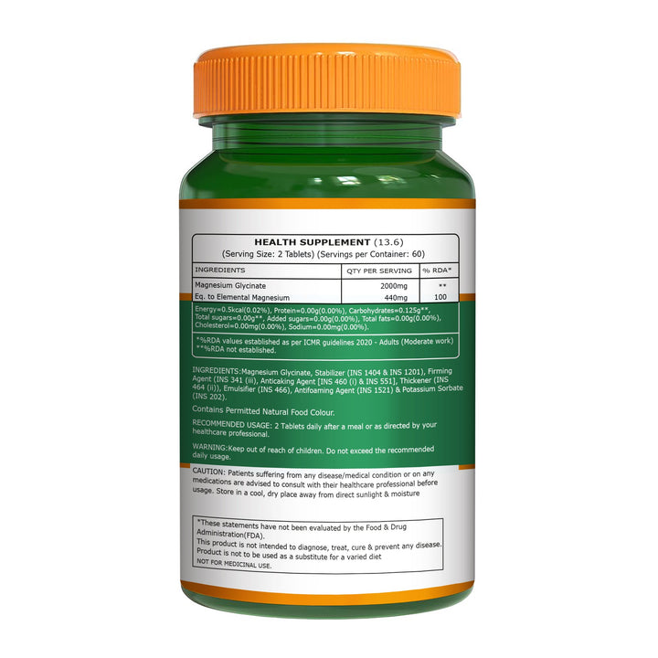 Pure Nutrition Chelated Magnesium Glycinate 2000mg Supplement - 120 Tablets