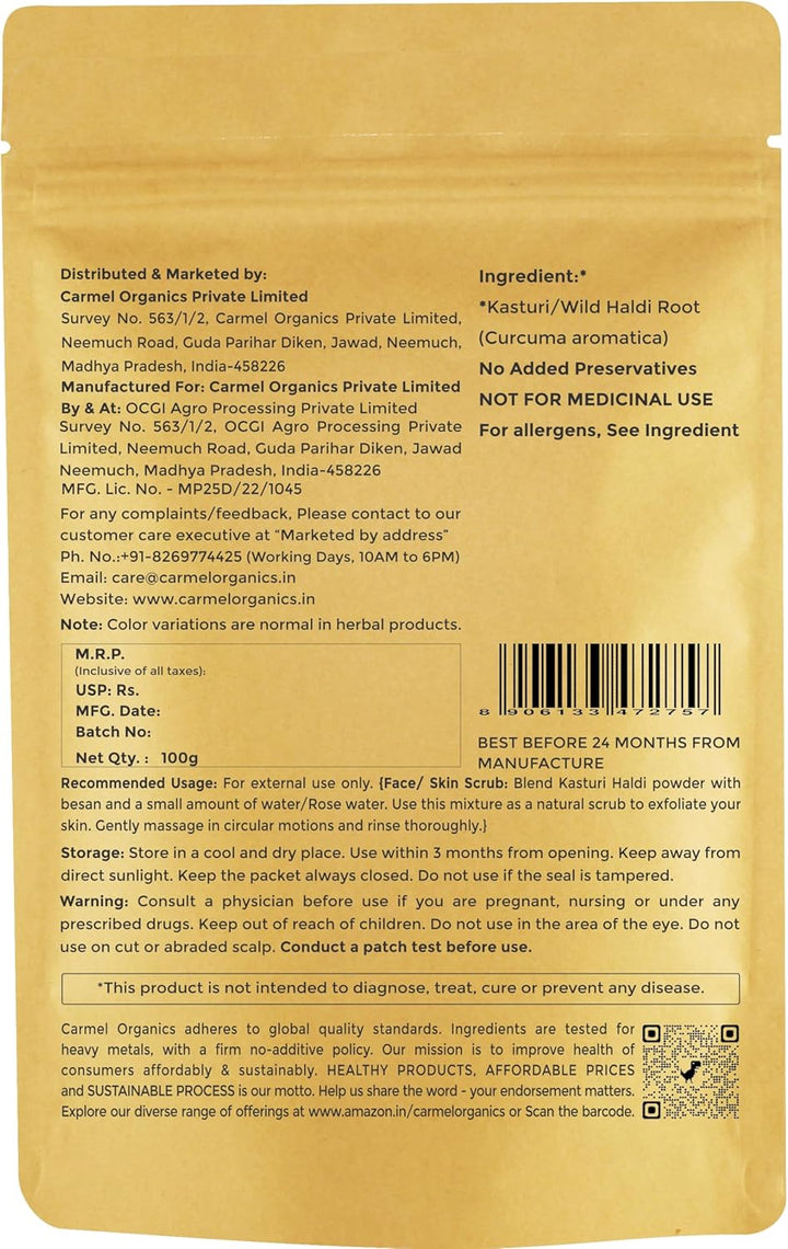 Carmel Organics Kasturi Haldi Turmeric Powder 100G