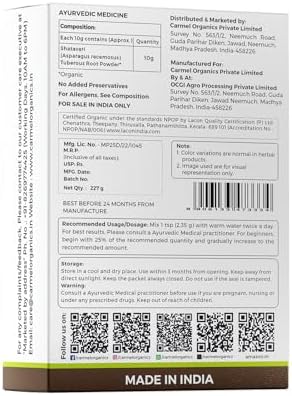 Organic Shatavari Root Powder | Rejuvenates and Promotes Vitality 227 grams