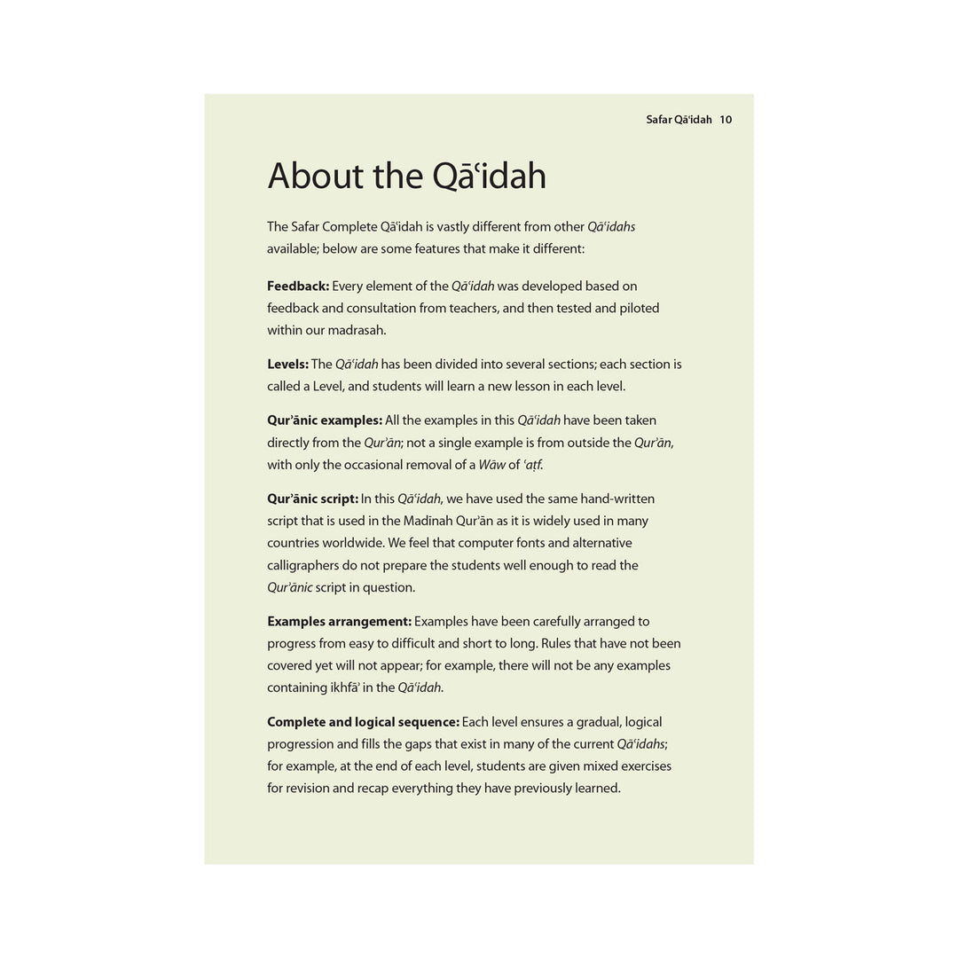 Safar Complete Qaidah Madinah Script book About the qaidah