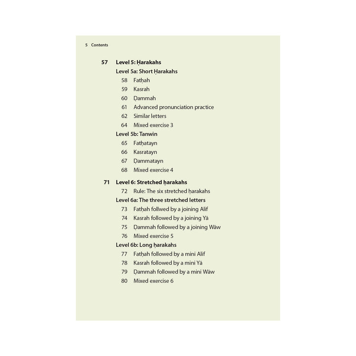 Safar Complete Qaidah Madinah Script book Contents Page