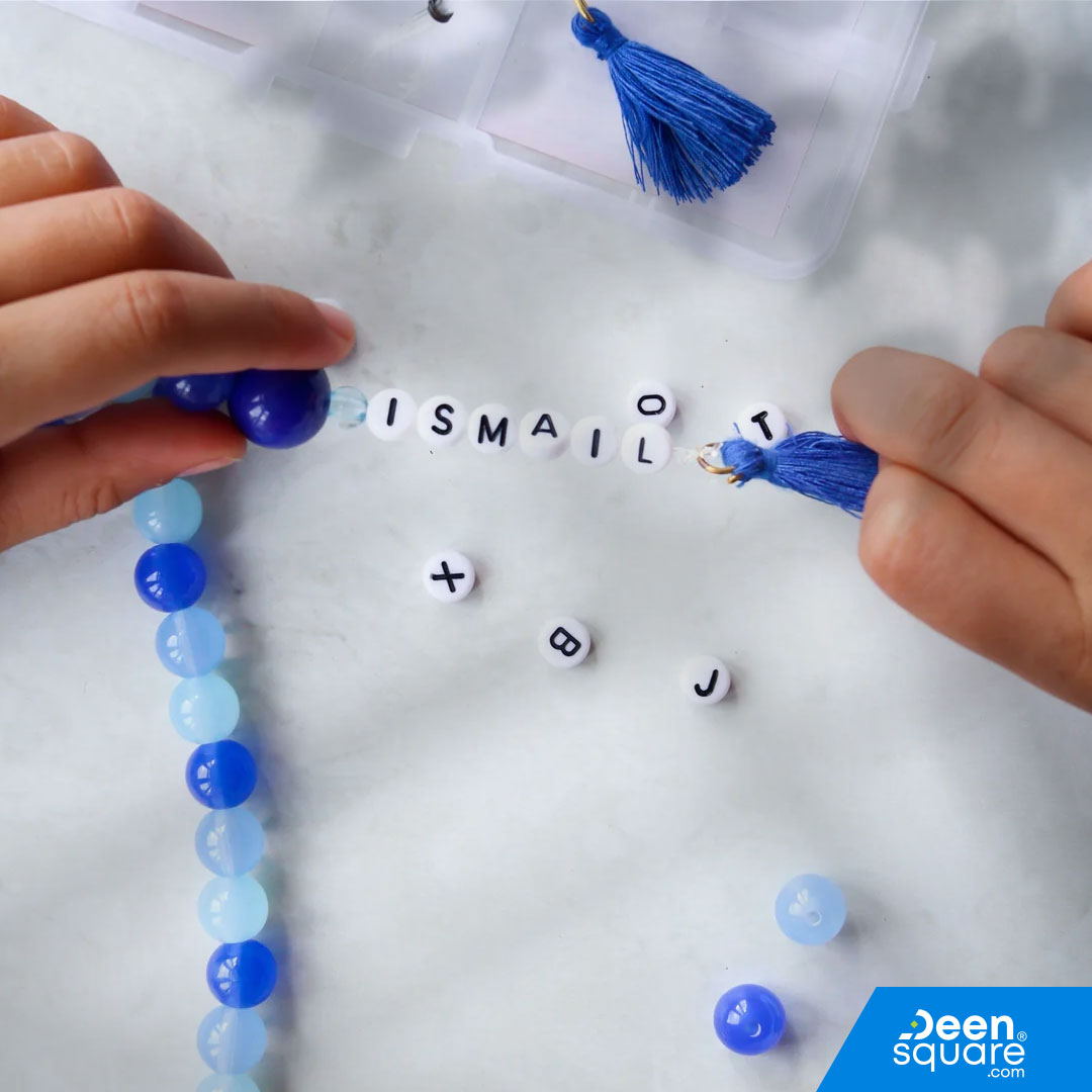 Fun Islamic activity for kids! Create your own tasbih, learn Dhikr & Duas with this DIY Tasbih Making Kit – perfect Ramadan or Eid gift.