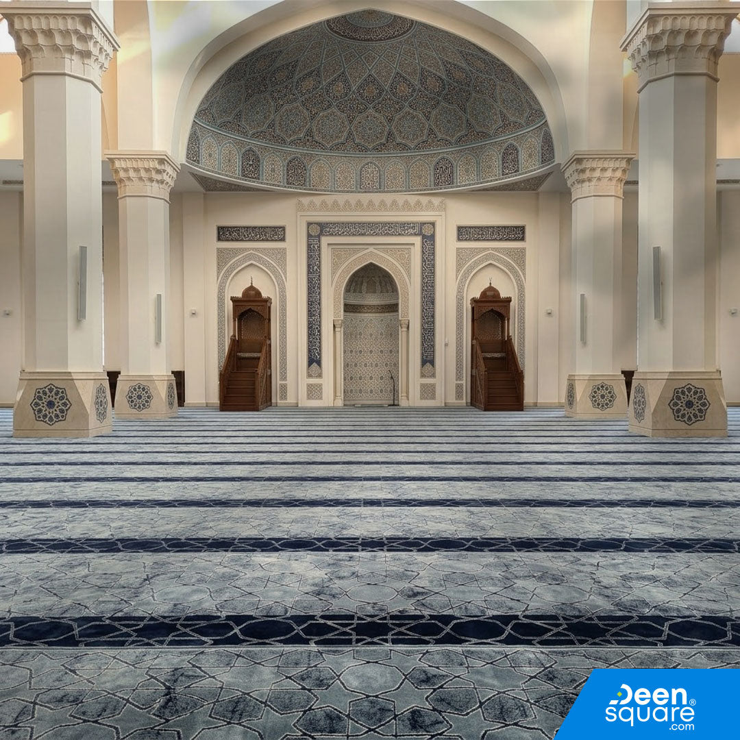 Buy Damascus Blue Mosque Carpet at DeenSquare.com. Fast shipping in Dubai and delivery across UAE from DeenSquare.com for mosques and prayer halls.