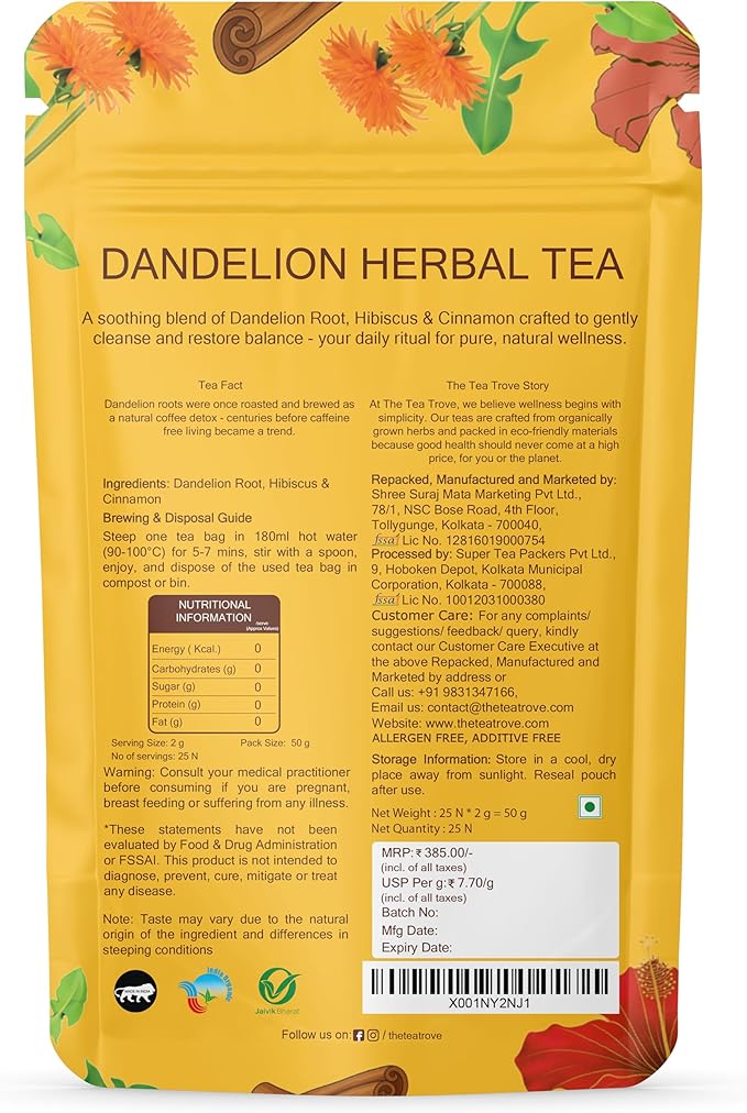 Buy Dandelion Herbal Tea 25 Tea Bags at deensquare.com. Naturally caffeine-free herbal infusion with a smooth earthy taste. Dubai | UAE.