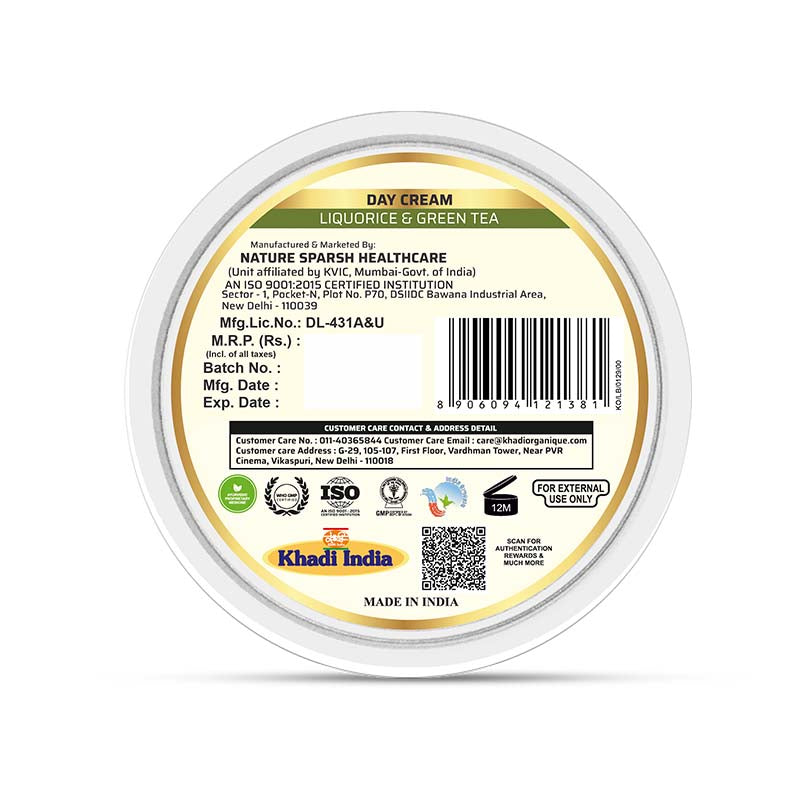 Day Cream (Liquorice & Green tea) - Khadi Organique