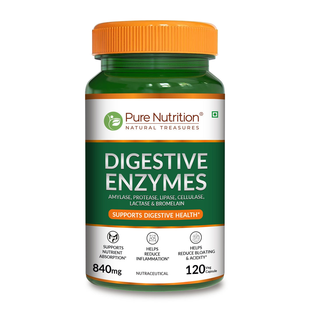 Pure Nutrition digestive enzymes capsules with amylase protease lactase bromelain