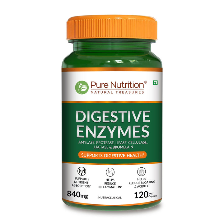Pure Nutrition digestive enzymes capsules with amylase protease lactase bromelain