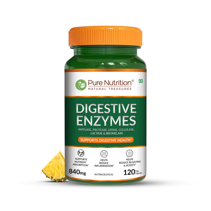 Pure Nutrition digestive enzymes capsules with amylase protease lactase bromelain