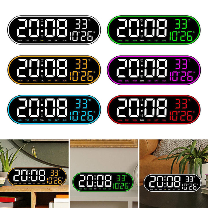Buy 8021 digital alarm clock at deensquare.com Dubai UAE. LED wall/table clock with temperature display, remote control &amp; adjustable brightness.