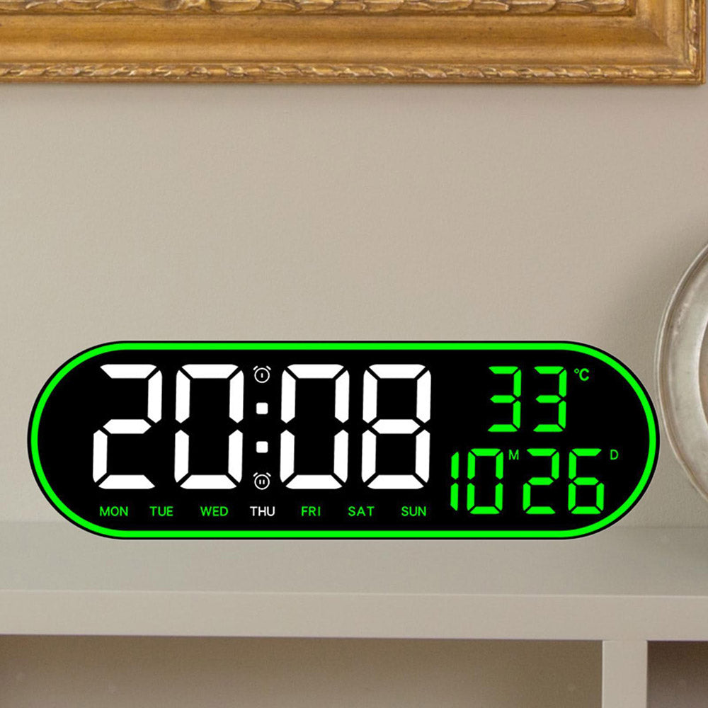 Buy 8021 digital alarm clock at deensquare.com Dubai UAE. LED wall/table clock with temperature display, remote control &amp; adjustable brightness.