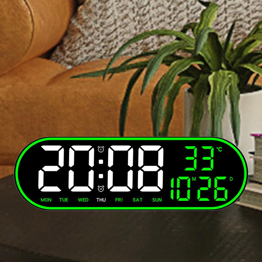 Buy 8021 digital alarm clock at deensquare.com Dubai UAE. LED wall/table clock with temperature display, remote control &amp; adjustable brightness.