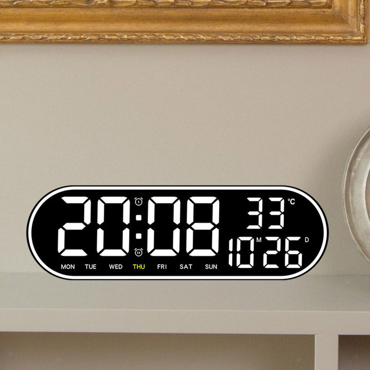 Buy 8021 digital alarm clock at deensquare.com Dubai UAE. LED wall/table clock with temperature display, remote control &amp; adjustable brightness.