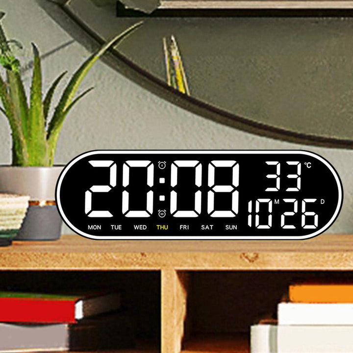 Buy 8021 digital alarm clock at deensquare.com Dubai UAE. LED wall/table clock with temperature display, remote control &amp; adjustable brightness.