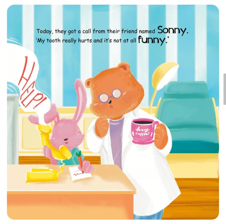Inside page showing SDoctor Bear and Helpful Bunny