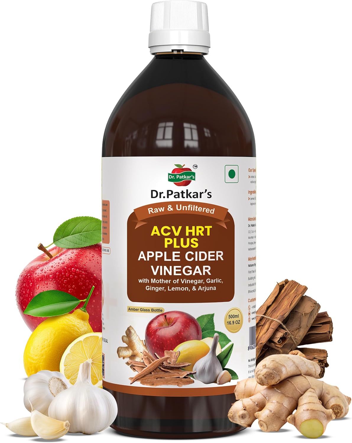 Buy Dr. Patkar's Raw & Unfiltered ACV HRT PLUS 500ml at deensquare.com. Natural apple cider vinegar blend, available in Dubai | UAE.