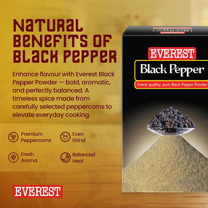 Buy Everest Black Pepper Powder 100g at deensquare.com. Premium Indian spice with rich flavour and aroma, available in Dubai | UAE.