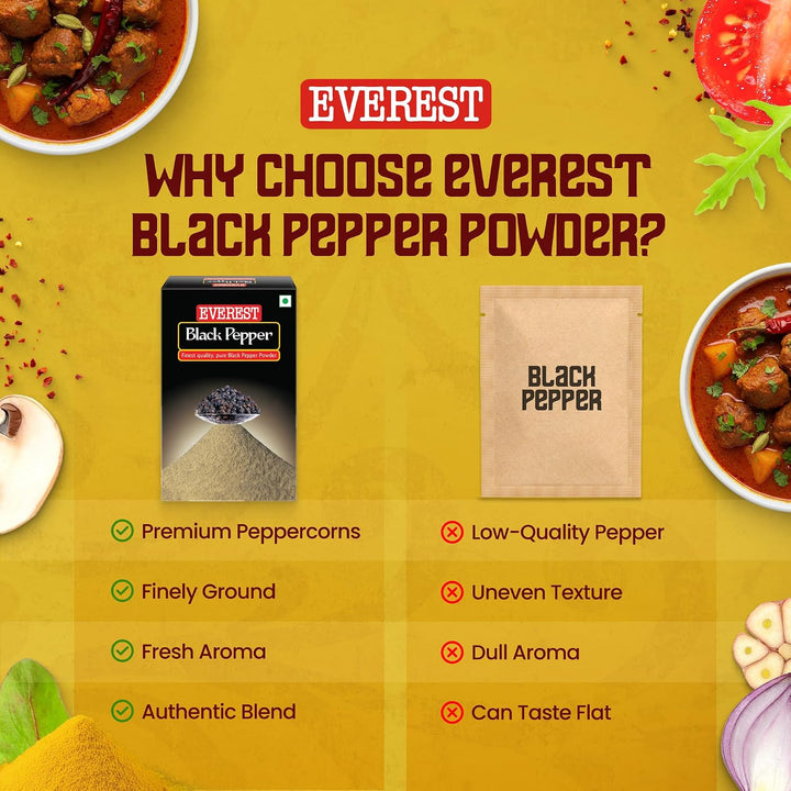 Buy Everest Black Pepper Powder 100g at deensquare.com. Premium Indian spice with rich flavour and aroma, available in Dubai | UAE.