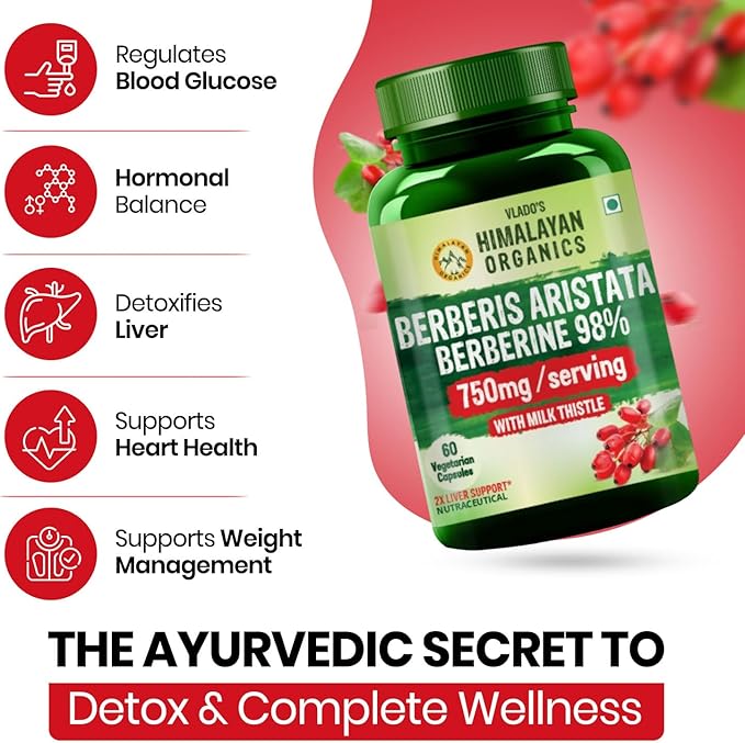 Buy HIMALAYAN ORGANICS Berberine 95% with Milk Thistle 60 Veg Capsules at deensquare.com. Herbal liver wellness supplement in Dubai | UAE.