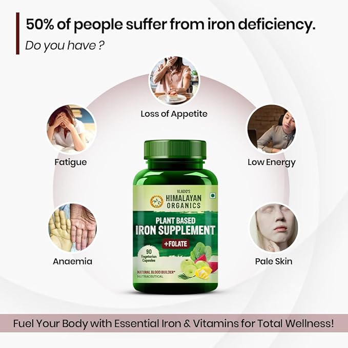 Buy HIMALAYAN ORGANICS Plant-Based Iron with Folate Capsules at deensquare.com. Support daily nutrition with quality supplements in Dubai | UAE.