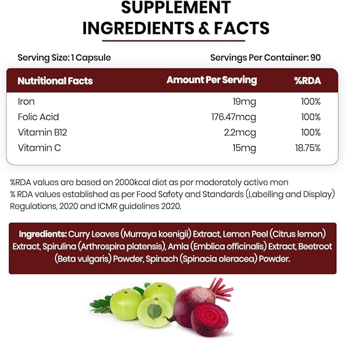 Buy HIMALAYAN ORGANICS Plant-Based Iron with Folate Capsules at deensquare.com. Support daily nutrition with quality supplements in Dubai | UAE.