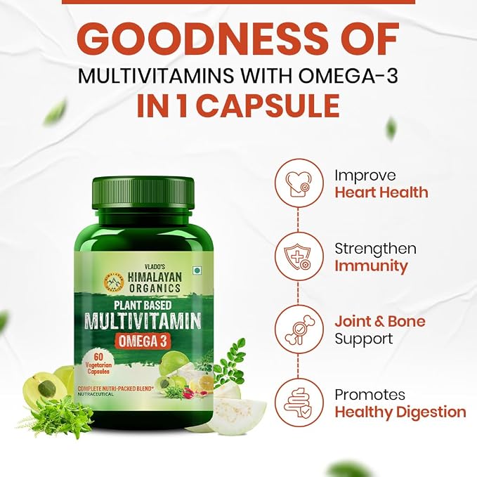 Buy HIMALAYAN ORGANICS Vegan Omega-3 Capsules with EPA, DHA &amp; Multivitamins at deensquare.com. Plant-based nutrition in Dubai | UAE.