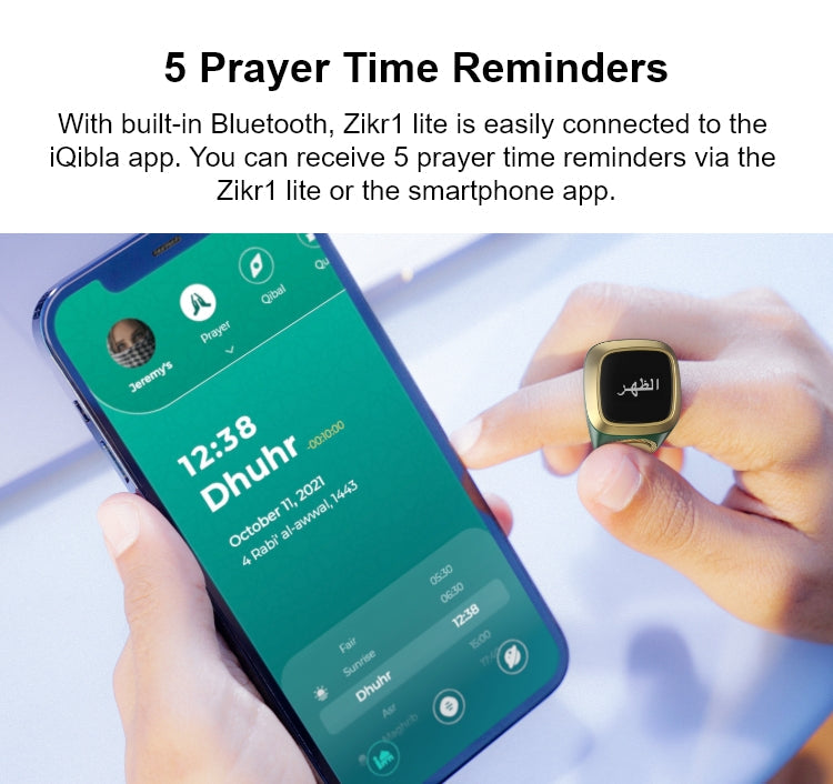 Zikr Ring World's First Smart Tasbih Ring from Iqibla - Black Color