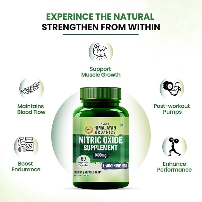 Buy Himalayan Organics Nitric Oxide 1400mg with L-Arginine &amp; Caffeine at deensquare.com. Fast delivery across Dubai | UAE.