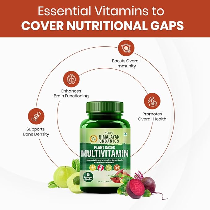 Buy Himalayan Organics Plant Based Multivitamin 60 Veg Capsules at deensquare.com. Daily nutrition for energy &amp; immunity. Dubai | UAE.