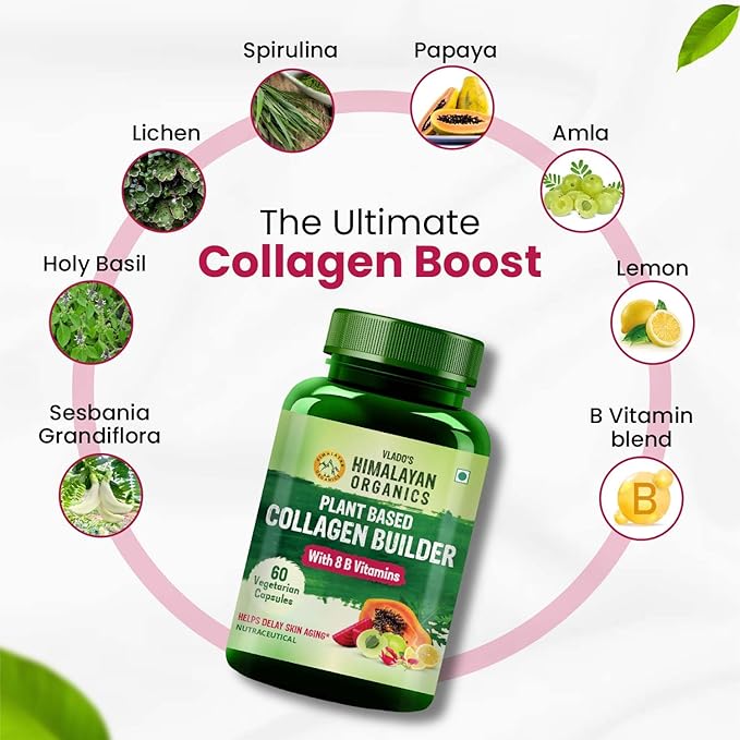 Buy HIMALAYAN ORGANICS Plant Based Collagen Builder with 8 B Vitamins 60 Capsules at deensquare.com in Dubai | UAE for beauty wellness support.