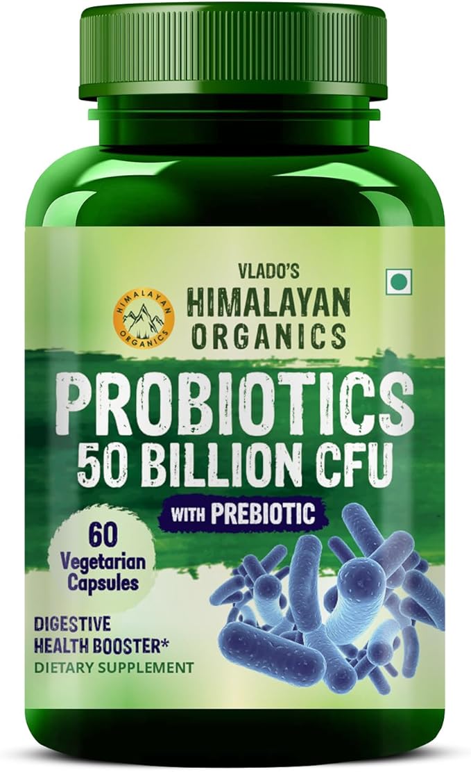 Buy Himalayan Organics Probiotics 50 Billion CFU 60 Veg Capsules at deensquare.com. Gut health supplement available in Dubai | UAE.