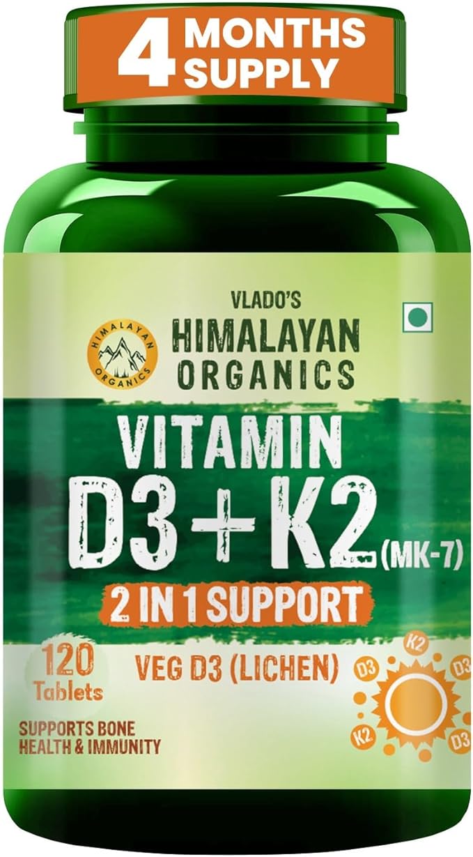 Buy Himalayan Organics Vitamin D3 + K2 120 Tablets at deensquare.com. Daily bone, immune &amp; calcium support. Fast delivery across Dubai | UAE.