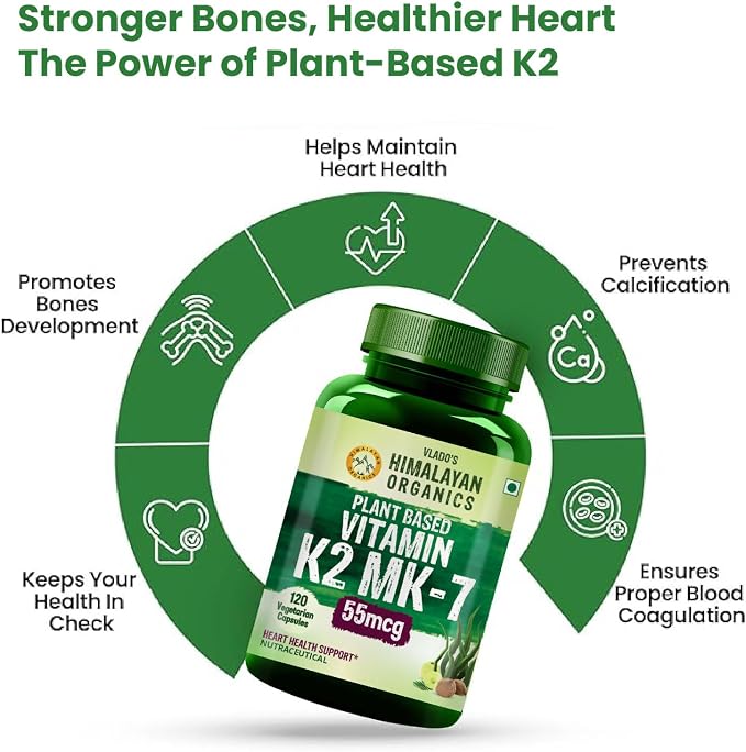 Buy Himalayan Organics Plant-Based Vitamin K2 120 Veg Capsules at deensquare.com. Support bone &amp; heart health with quality supplements in Dubai | UAE.
