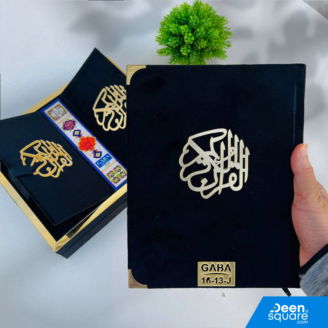 Experience the beauty of the Holy Quran presented in a luxurious velvet gift box, designed for elegance and reverence. This edition features the Indo-Pak script, known for its clarity and ease of reading. Perfect for personal use or as a thoughtful Islamic gift for special occasions like weddings, Ramadan, Eid, or housewarmings.

Script: Indo-Pak (clear and easy to read)
Size: 19.5 x 25.4 cm (Large Quran)
Packaging: Premium Velvet Gift Box
Ideal Gift: Perfect for weddings, Ramadan, and special Islamic occas