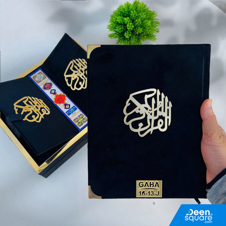 Experience the beauty of the Holy Quran presented in a luxurious velvet gift box, designed for elegance and reverence. This edition features the Indo-Pak script, known for its clarity and ease of reading. Perfect for personal use or as a thoughtful Islamic gift for special occasions like weddings, Ramadan, Eid, or housewarmings.

Script: Indo-Pak (clear and easy to read)
Size: 19.5 x 25.4 cm (Large Quran)
Packaging: Premium Velvet Gift Box
Ideal Gift: Perfect for weddings, Ramadan, and special Islamic occas