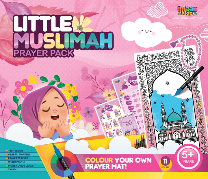 Shop Imaan Kidz Muslimah Prayer Pack with prayer mat, tasbih &amp; learning tools. Shop now at deensquare.com in Dubai, UAE.