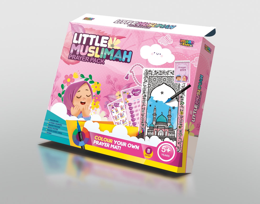 Shop Imaan Kidz Muslimah Prayer Pack with prayer mat, tasbih & learning tools. Shop now at deensquare.com in Dubai, UAE.