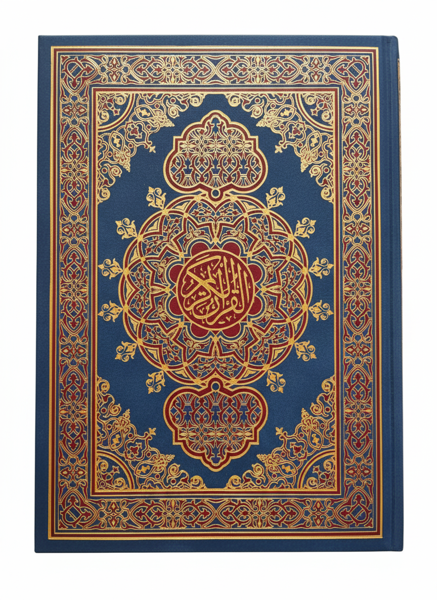 مصحف جوامعي ألوان الطيف – غلاف صلب كحلي | Jam’ie Quran – Rainbow Colors – Navy Blue Hardcover (35x25 cm)