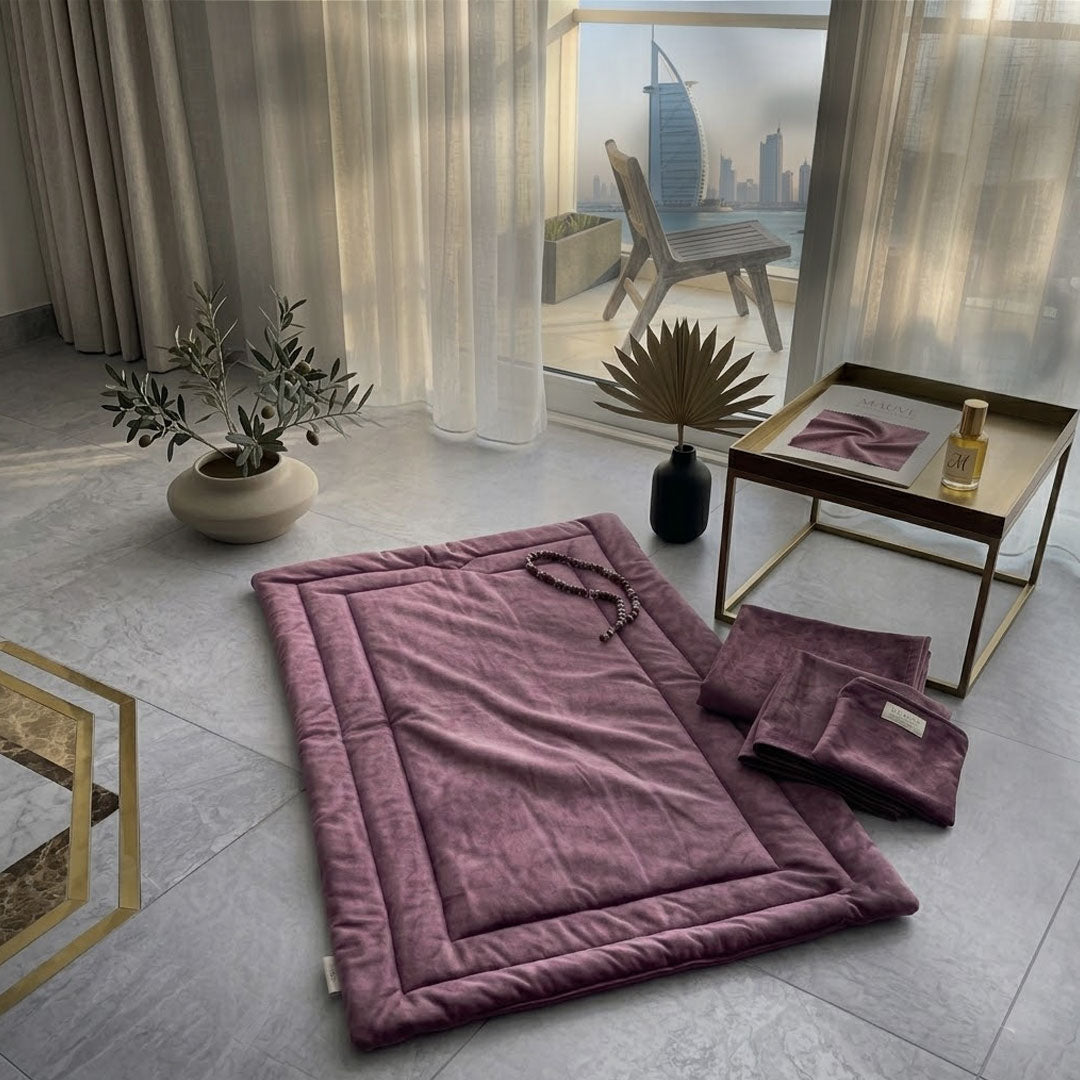 Buy Jodali premium purple prayer mat. Fast shipping in Dubai and delivery across UAE from DeenSquare.com.