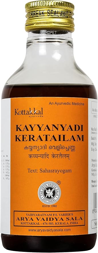 Buy Kayyanyadi Kera Tailam Oil 200 ml by Kottakkal Ayurveda at deensquare.com. Traditional Ayurvedic hair oil available in Dubai | UAE.