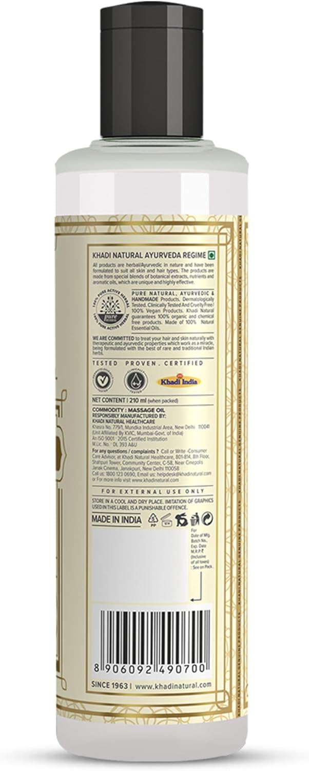 Shop Khadi Natural Jasmine Massage Oil 210ml. Aromatic Ayurvedic body oil for relaxation &amp; soft skin. Order now in UAE with fast delivery.