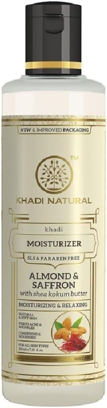 Shop Khadi Natural Almond &amp; Saffron Body Lotion 210ml. Nourishing moisturizer for soft, smooth skin. Order online in UAE. Shop now.